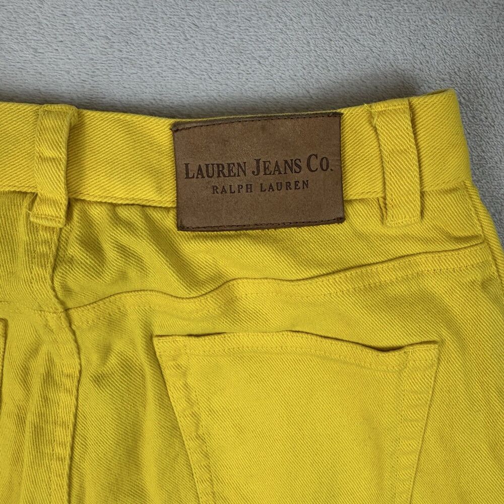 Lauren Jeans Co Ralph Lauren Petite 4P Yellow Denim Jeans Straight High Rise - Picture 11 of 11